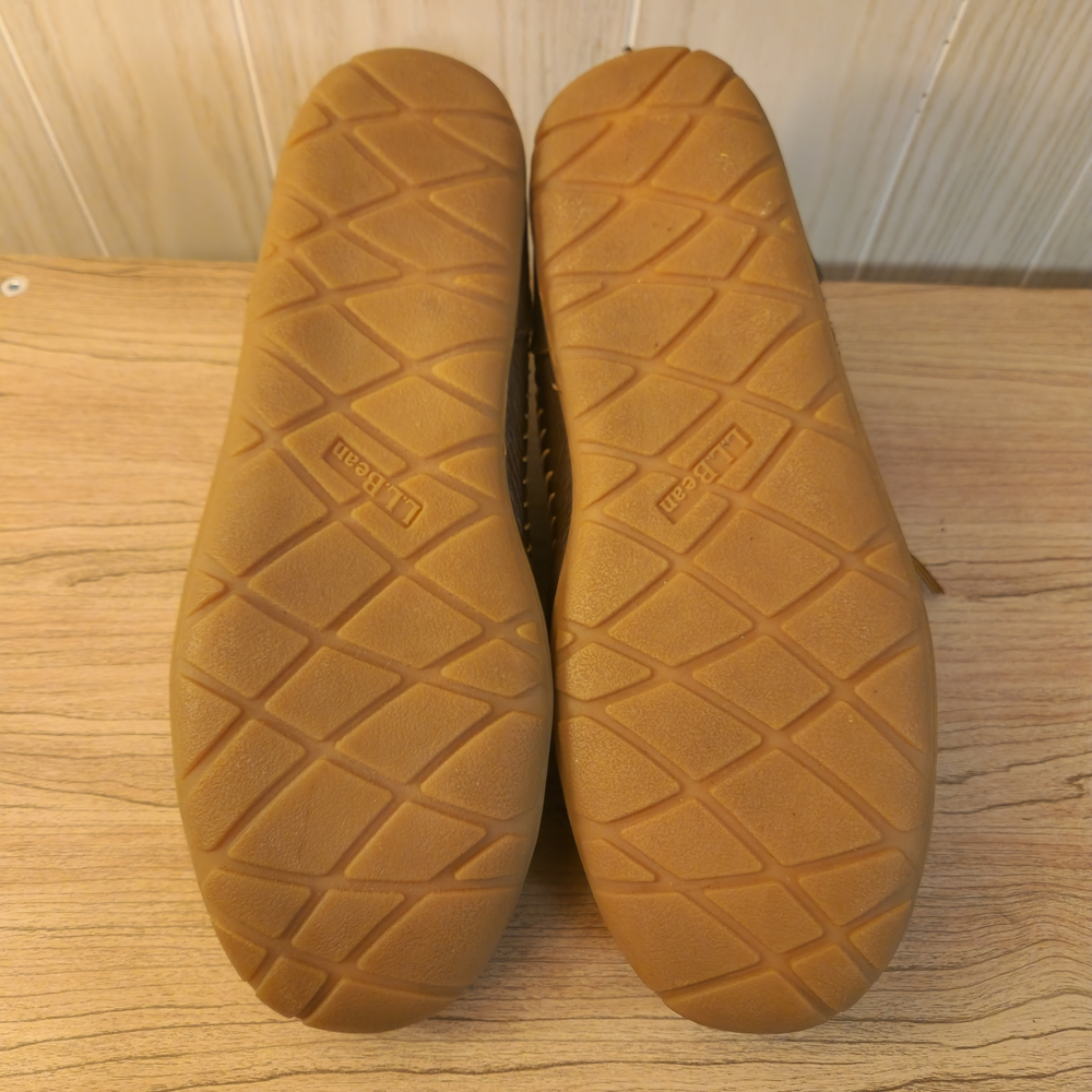 L.L. Bean Men's Leather Moccasin Fur-Lined Slippers - Brown - Size 11 - Picture 5 of 9